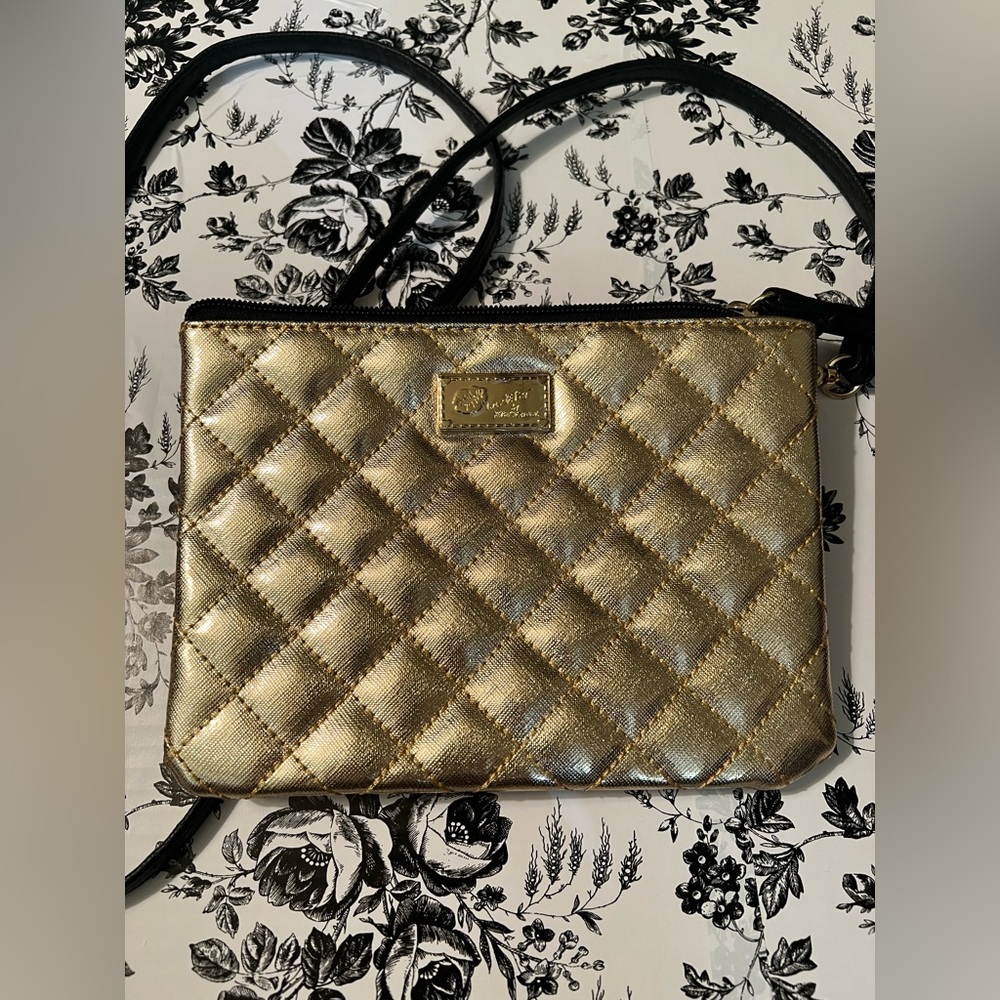 Betsey Johnson Gold Quilted Crossbody Bag